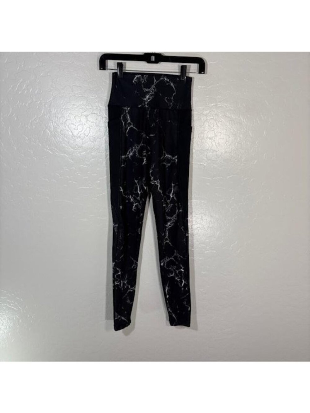 Buffbunny Collection Leggings Womens Small Black Marble High Rise Pocket Yoga
